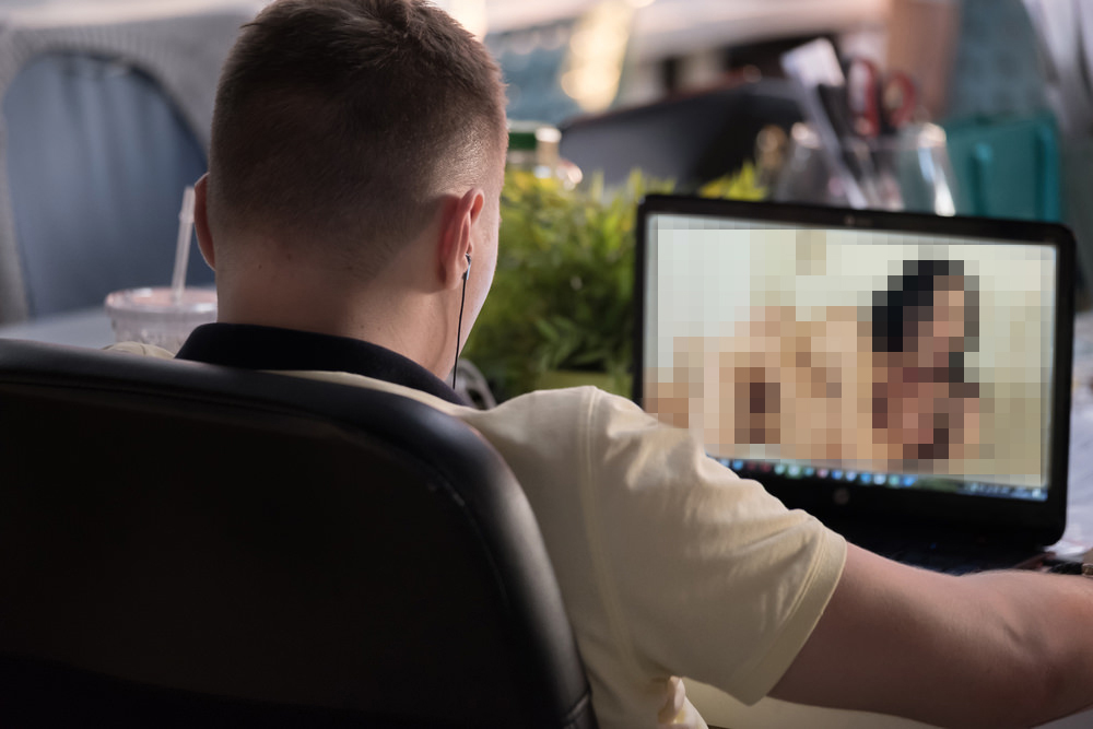 Man Watching Porn On Laptop - Porn Addiction